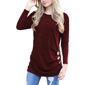 JuneFish Women's Casual Long Sleeve Tunic Tops Fall T-shirt Blouses